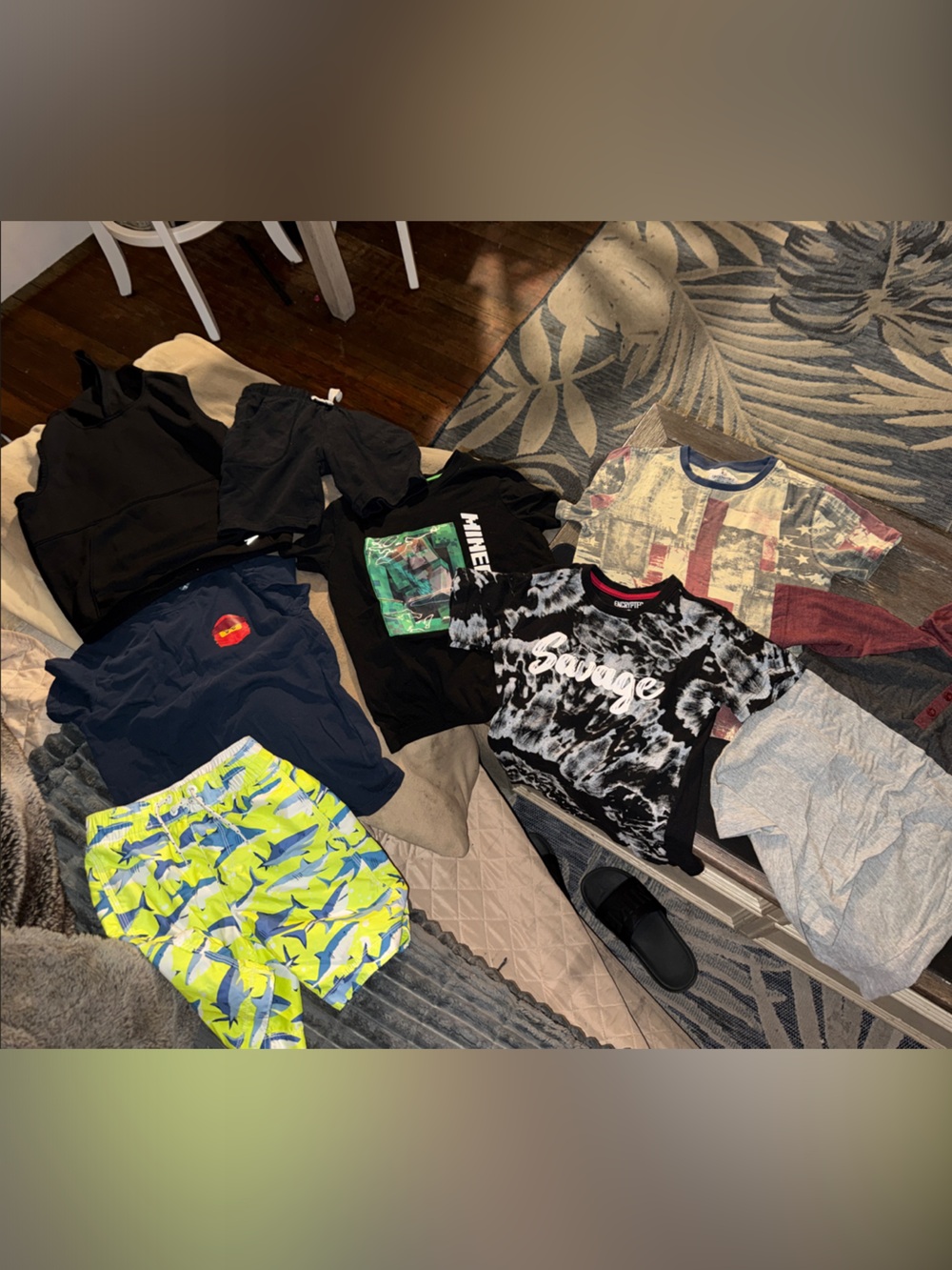 Lot of 8 boys summer clothing s tops bathing suit shorts t-shirts